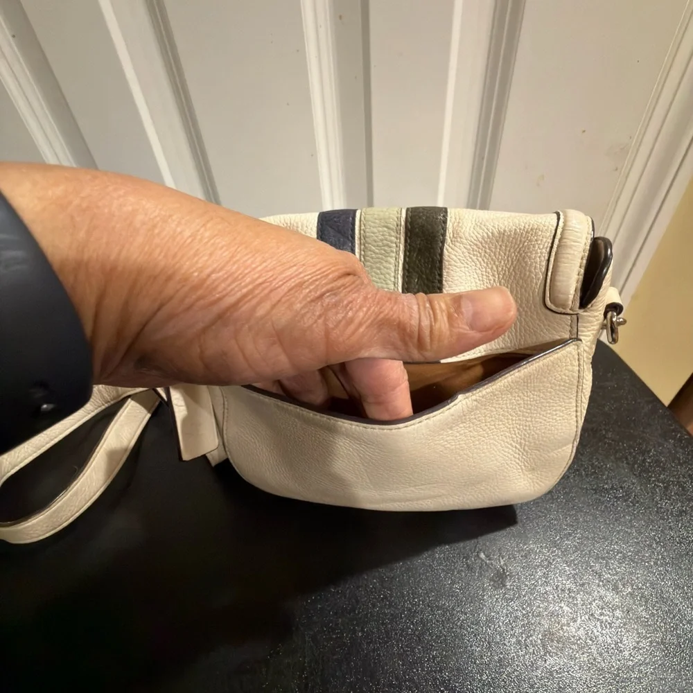 Coach Cream and Olive Crossbody leather jade  Bag 1924